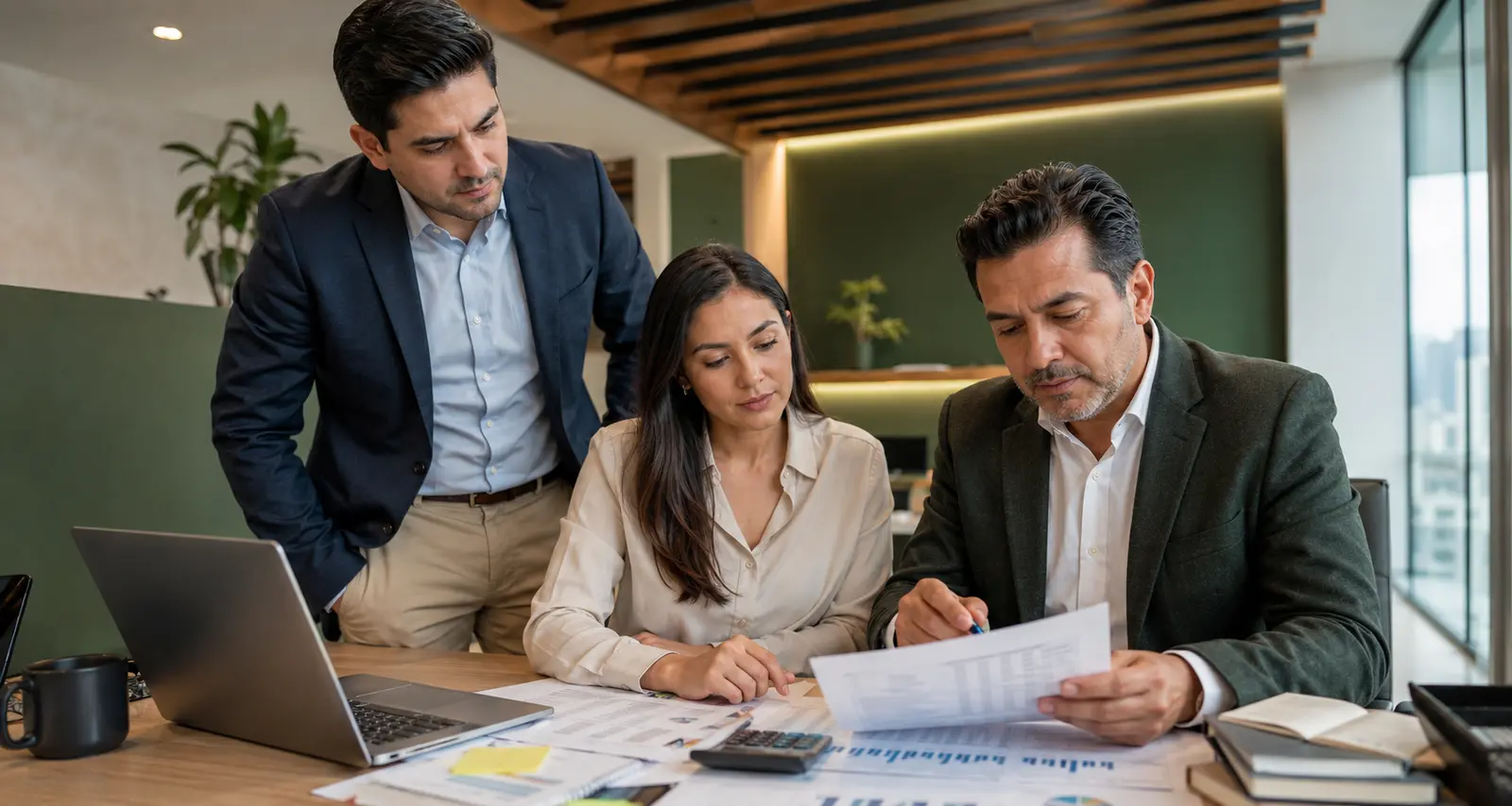 Profesionales de contaduría colaborando